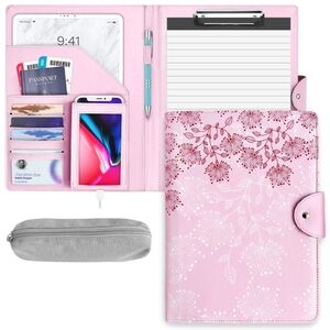 Padfolio for Women Includes Pencil case and Notepad, Floral Pattern Design